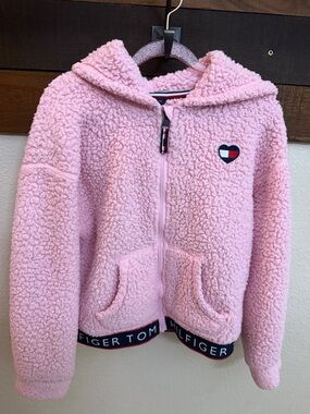 Tommy Hilfiger Girls' Pink Sherpa Hoodie Jacket